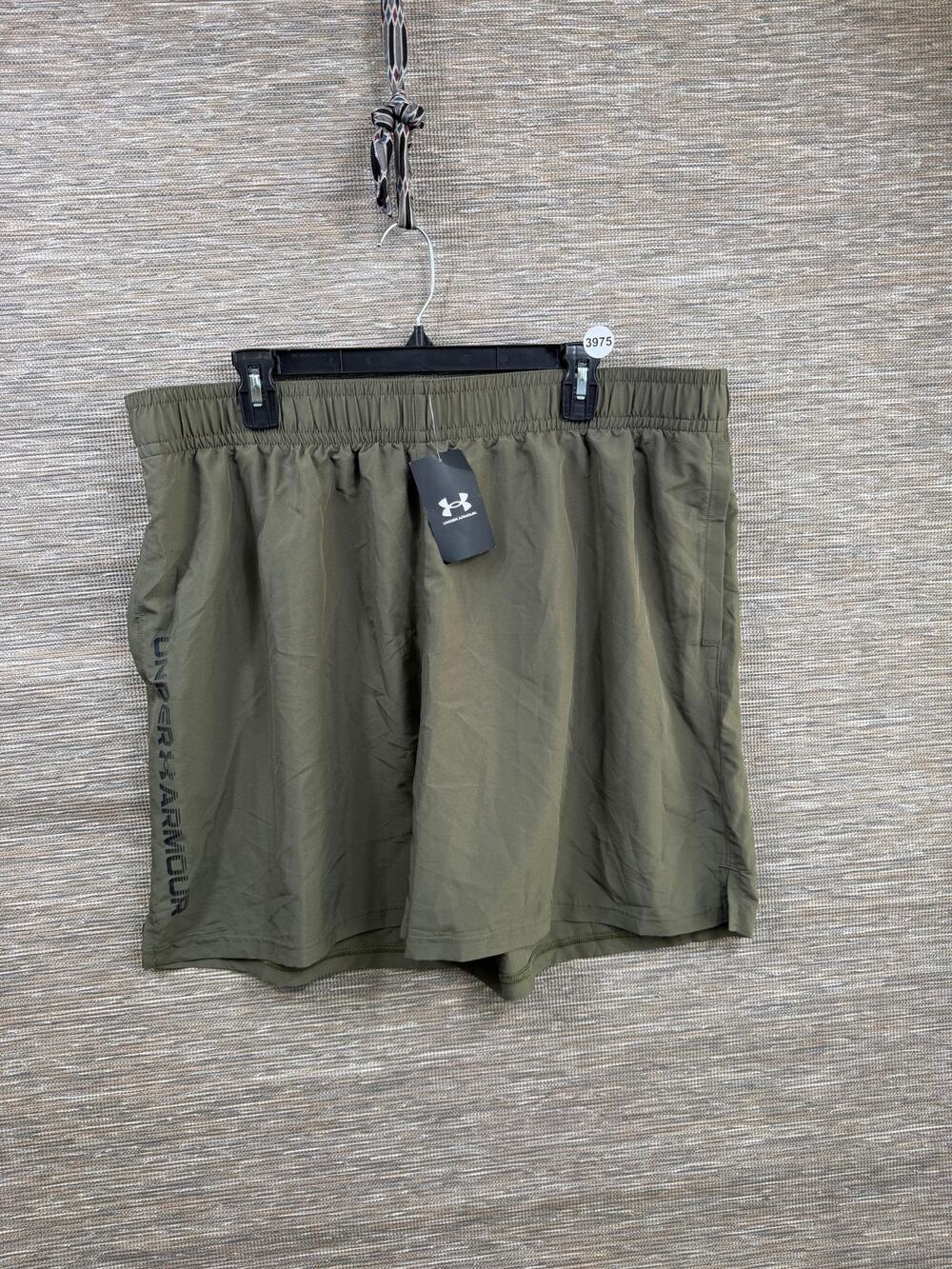 Under Armour Shorts Mens 2XL Green Tech Woven Wordmark 9" Inseam Running Gym NEW